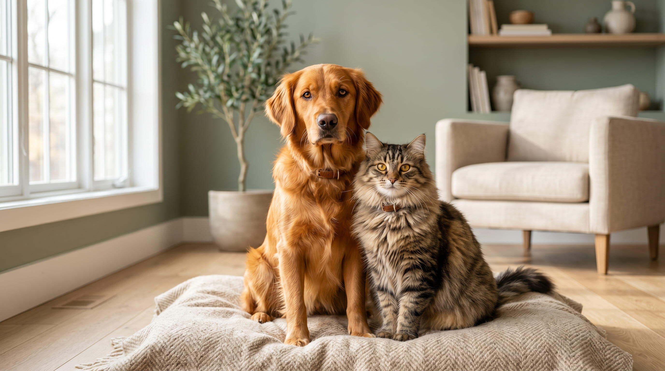 Cão e gato felizes