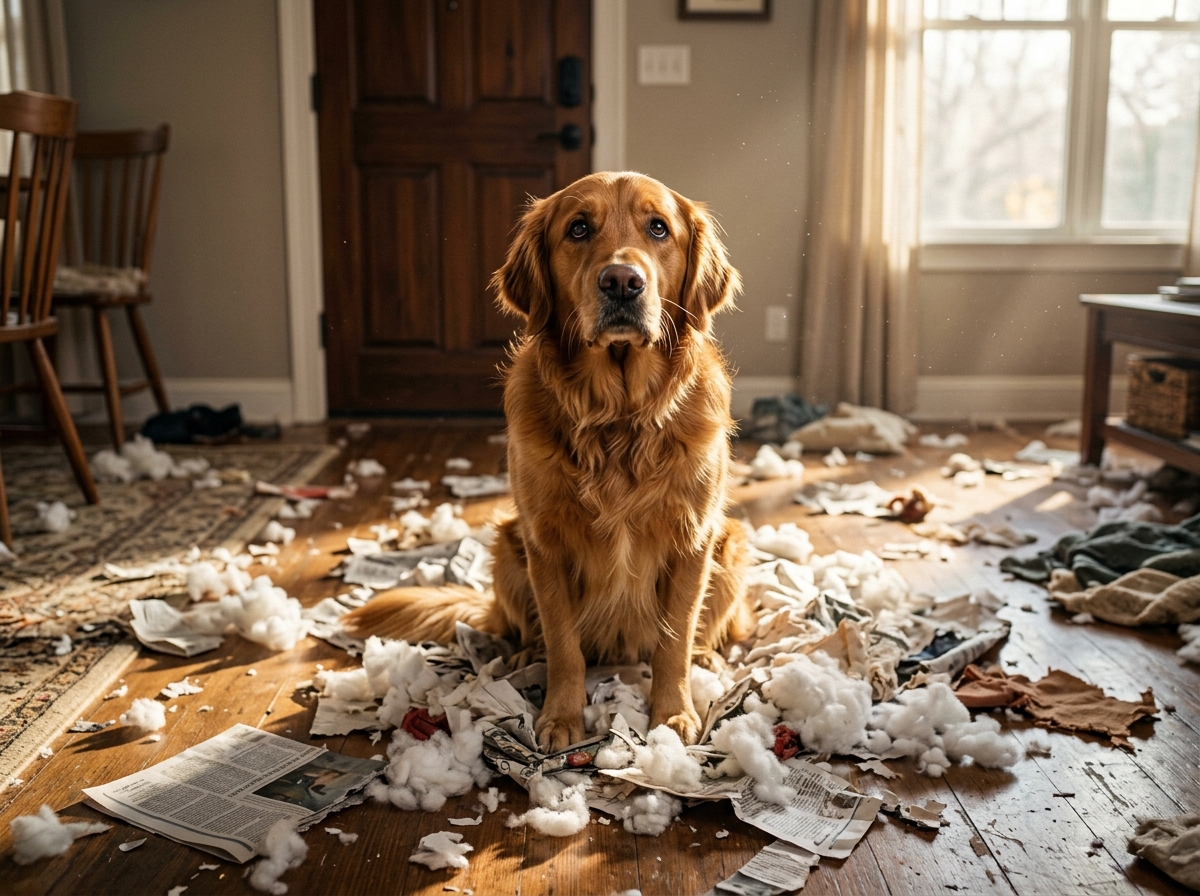 Cão destrói objetos
